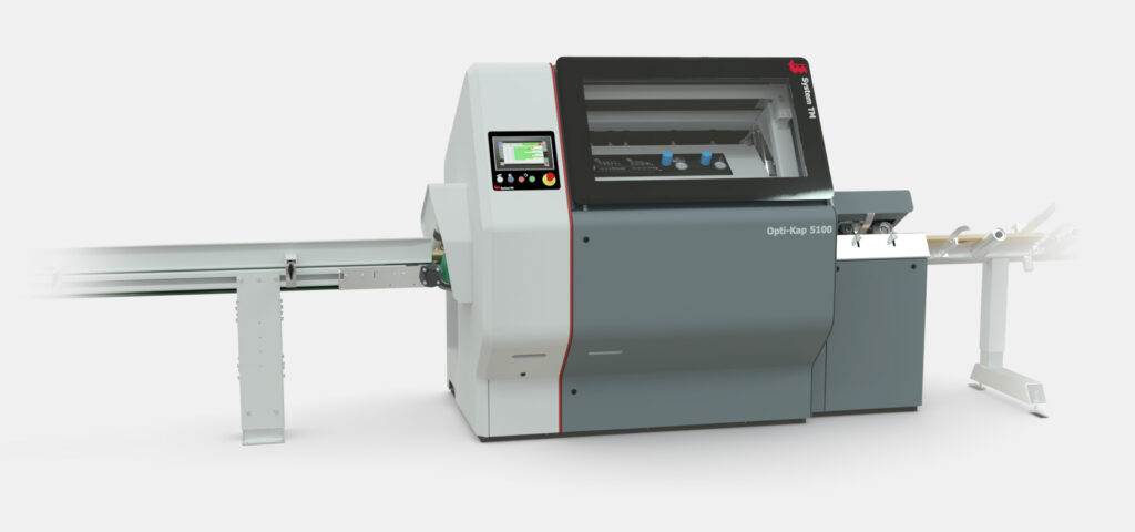 Opti-Kap-5100-Through-Feed-Cross-Cut-Saw Optimizing Through Feed Cross-Cut Saw Woodworking Machinery