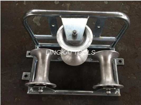 Galvanized Triple Cable Pulling Rollers , Aluminum Cable Corner Roller