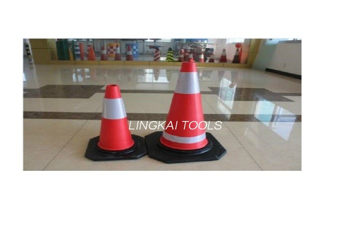 Red PVC Construction Safety Tools Traffic Rode Cones With Reflective Tape
